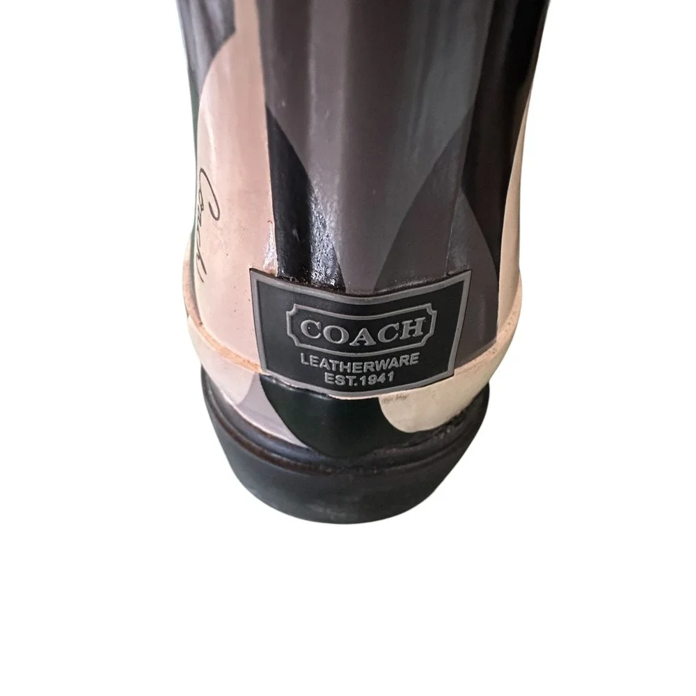 Coach Peony Pull On Rain Boots Size 6 Style A7340 Signature C Logo Brand New‎